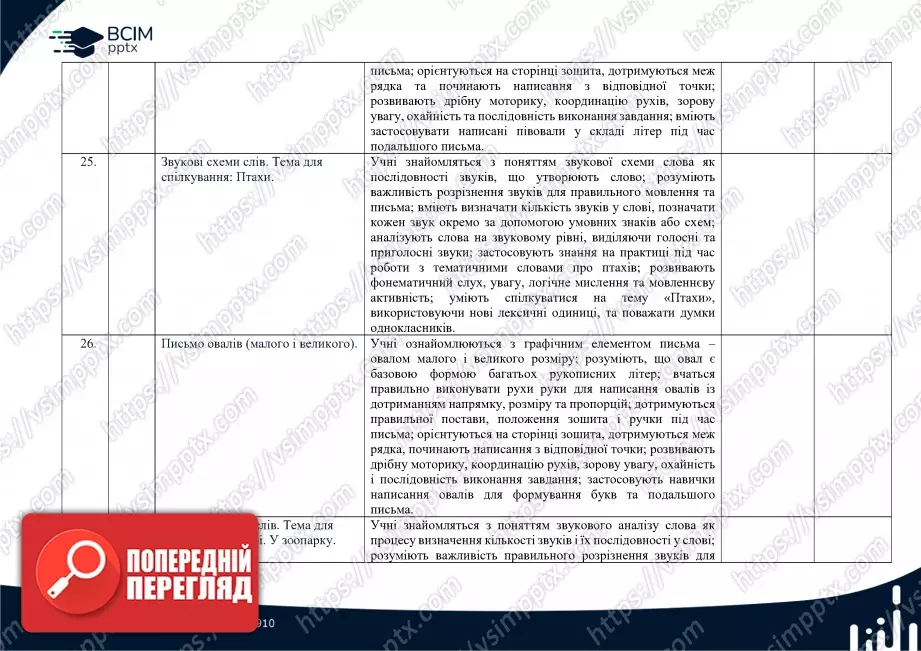 Календарно-тематичне планування (посібник). 1 клас. Навчання грамоти. Посібник. "Українська мова. Буквар" Катерина Пономарьова6 Календарно-тематичне планування (посібник). 1 клас. Навчання грамоти. Посібник. "Українська мова. Буквар" Катерина Пономарьова6
