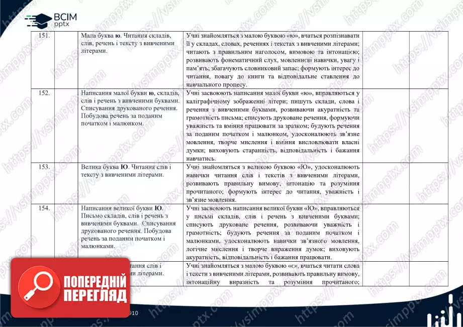 Календарно-тематичне планування (посібник). 1 клас. Навчання грамоти. Посібник. "Українська мова. Буквар" Катерина Пономарьова40 Календарно-тематичне планування (посібник). 1 клас. Навчання грамоти. Посібник. "Українська мова. Буквар" Катерина Пономарьова40