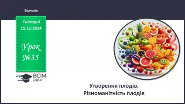 №35 - Утворення плодів. Різноманітність плодів.