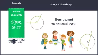 №55 - Центральні та вписані кути. №55 - Центральні та вписані кути.