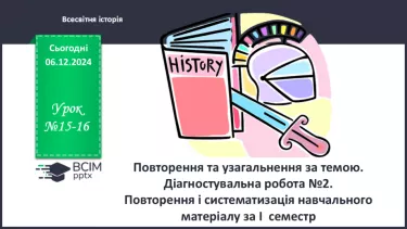 №15-16 - Повторення та узагальнення за темою. Діагностувальна робота №2.