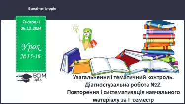 №15-16 - Узагальнення і тематичний контроль. Діагностувальна робота №2