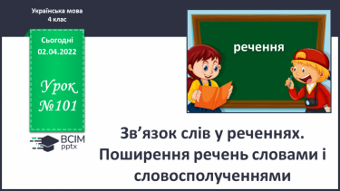 №101 - Зв’язок слів у реченнях. Поширення речень словами і словосполученнями.