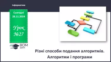 №27 - Інструктаж з БЖД. Різні способи подання алгоритмів. Алгоритми і програми