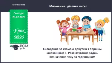№095 - Складання за схемою добутків з першим множником 5. №095 - Складання за схемою добутків з першим множником 5.