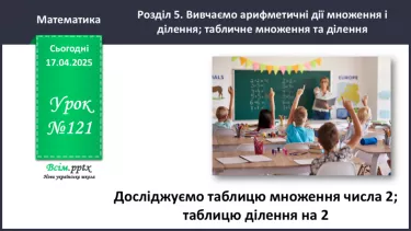 №121 - Досліджуємо таблицю множення числа 2; таблицю ділення на 2 №121 - Досліджуємо таблицю множення числа 2; таблицю ділення на 2