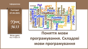 №33 - Поняття мови програмування. Складові мови програмування.