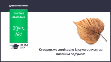№01 - Створюємо аплікацію із сухого листя за власним задумом. №01 - Створюємо аплікацію із сухого листя за власним задумом.