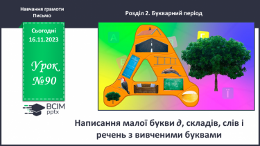 №090 - Написання малої букви д, складів, слів і речень з вивченими буквами