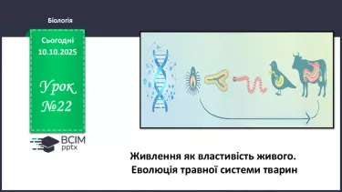 №022 - Живлення як властивість живого. Еволюція травної системи тварин. №022 - Живлення як властивість живого. Еволюція травної системи тварин.