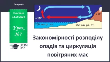 №07 - Закономірності розподілу опадів та циркуляція повітряних мас.