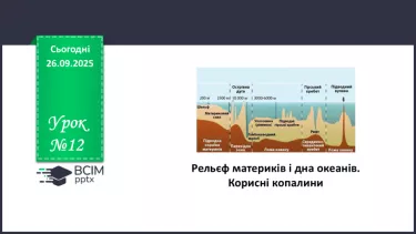 №12 - Рельєф материків і дна океанів. Корисні копалини №12 - Рельєф материків і дна океанів. Корисні копалини