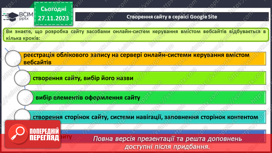 №27 - Створення сайту засобами онлайн-системи керування вмістом вебсайтів. Етапи розробки вебсайтів.11