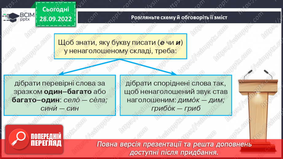 №027 - Слова з ненаголошеними голосними [е], [и] в корені, які перевіряються наголосом.7