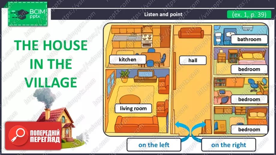 №024 - Будинок у селі: кімнати та розташування. Розвиток навичок сприймання на слух  та  усної  взаємодії. Робота в парах. The House in the Village: Rooms and Location.12 №024 - Будинок у селі: кімнати та розташування. Розвиток навичок сприймання на слух  та  усної  взаємодії. Робота в парах. The House in the Village: Rooms and Location.12