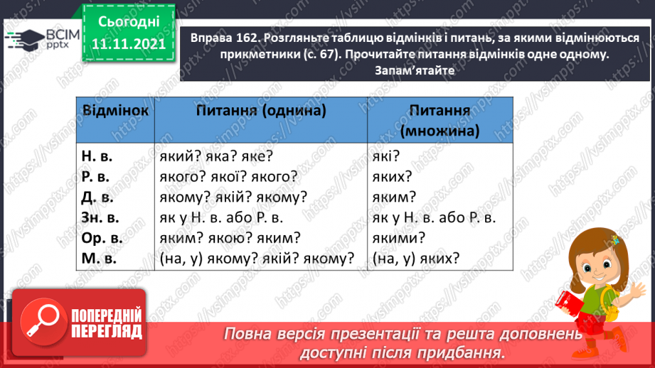 №045 - Змінювання прикметників у сполученні з іменниками за родами, числами й відмінками. Початкова форма прикметника10