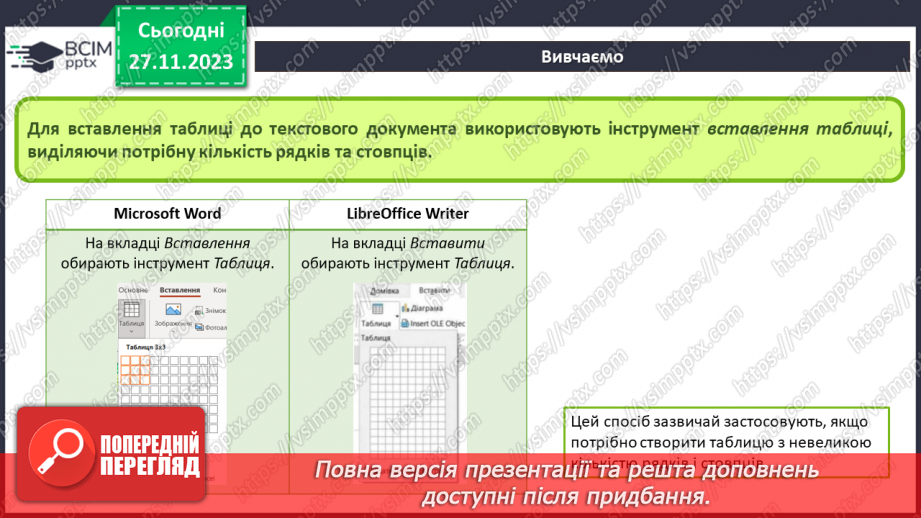 №27-28 - Інструктаж з БЖД. Робота з таблицями в середовищі текстового процесора – створення, редагування та форматування тексту.6