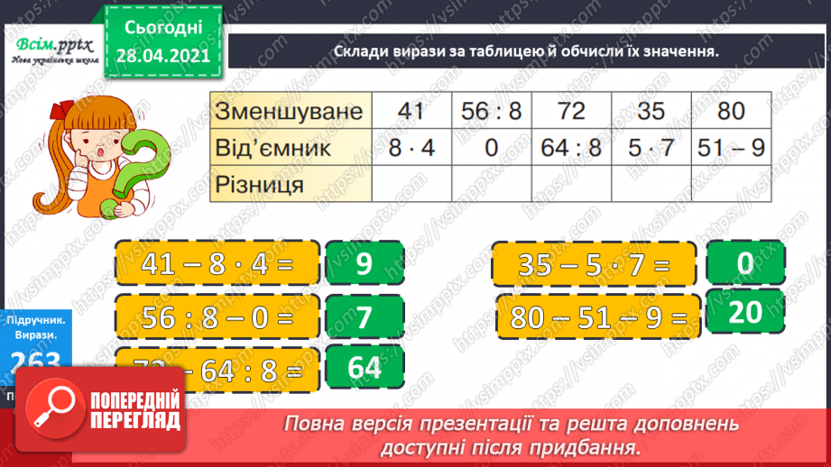 №110 - Множення чисел на 10 і на 100. Ділення круглих чисел на 10 і на 100. Дециметр. Розв’язування рівнянь і задач.11