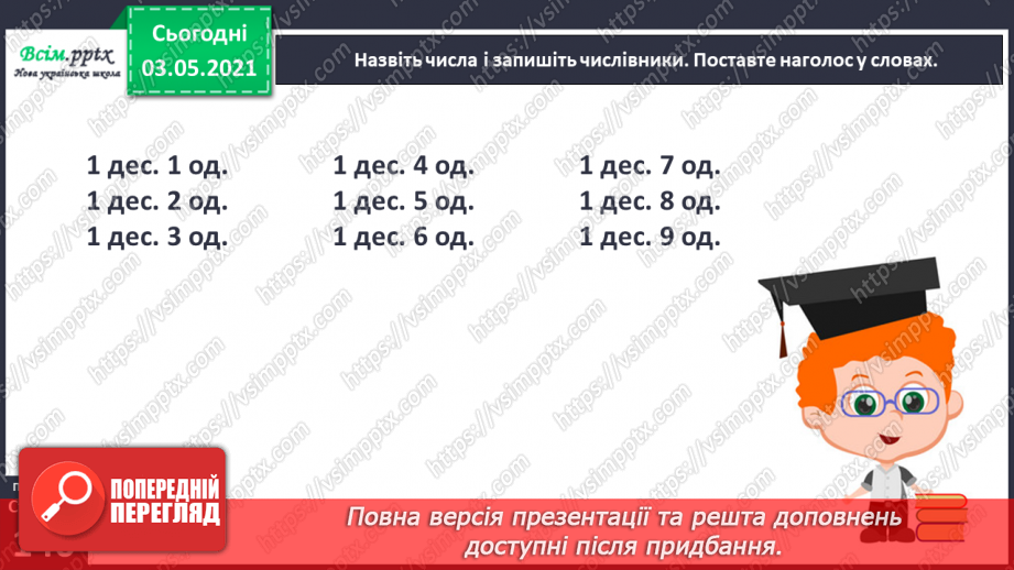 №101 - Вимова і правопис найуживаніших числівників. Вивчаю числівники 5, 9, 11-20, 30, 50, 60, 70, 808