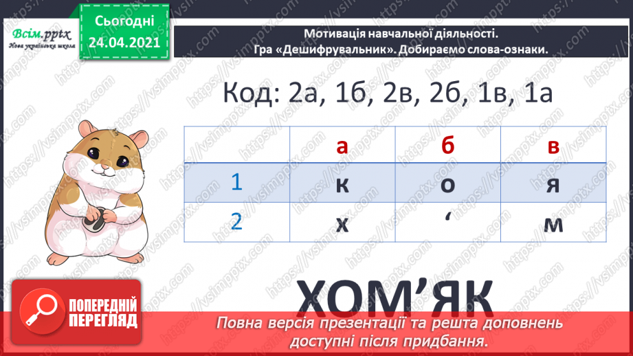 №105 - Оповідання. Головні герої. «Про хом’ячка Бориса» (за Віктором Васильчуком)2