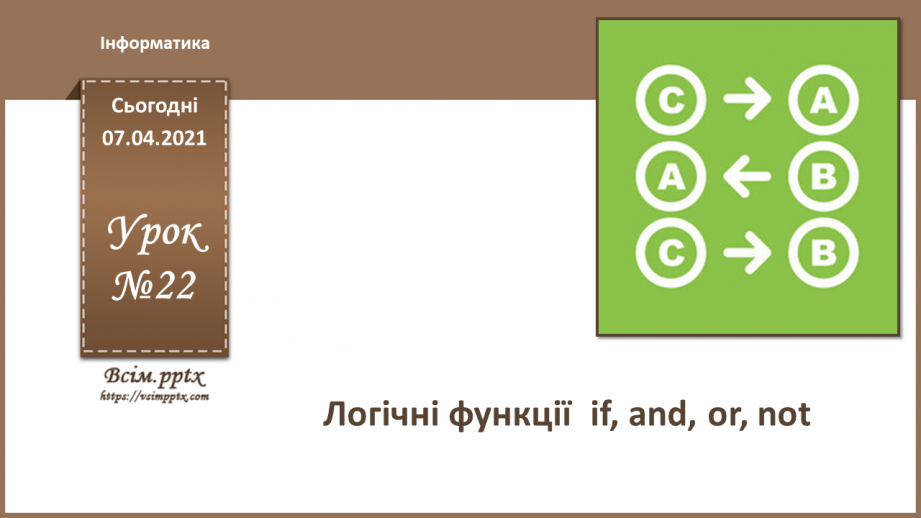 №22 - Логічні функції  and, if, or, not.0