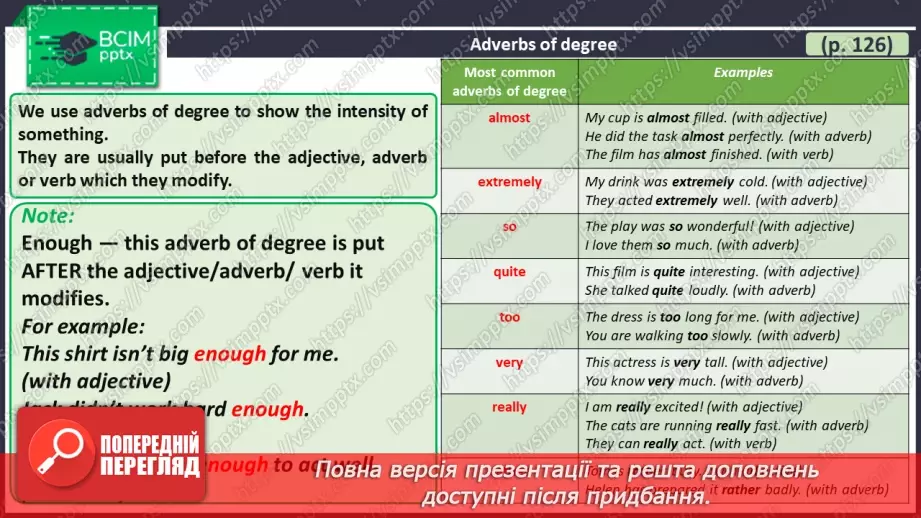 №096 - ГР4 Прислівники ступеня. Вдосконалення граматичних навичок.  Adverbs of Degree. Grammar.4 №096 - ГР4 Прислівники ступеня. Вдосконалення граматичних навичок.  Adverbs of Degree. Grammar.4