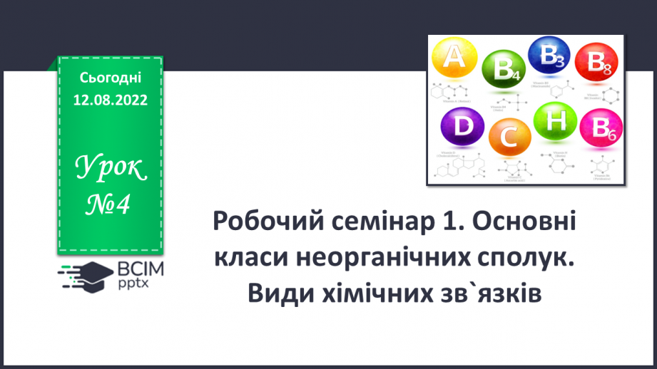 №04 - Робочий семінар №1. Основні класи неорганічних сполук. Види хімічних зв`язків.0