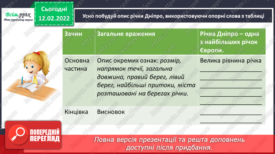 №084 - Розвиток зв’язного мовлення. Науковий опис річки Дніпро.15