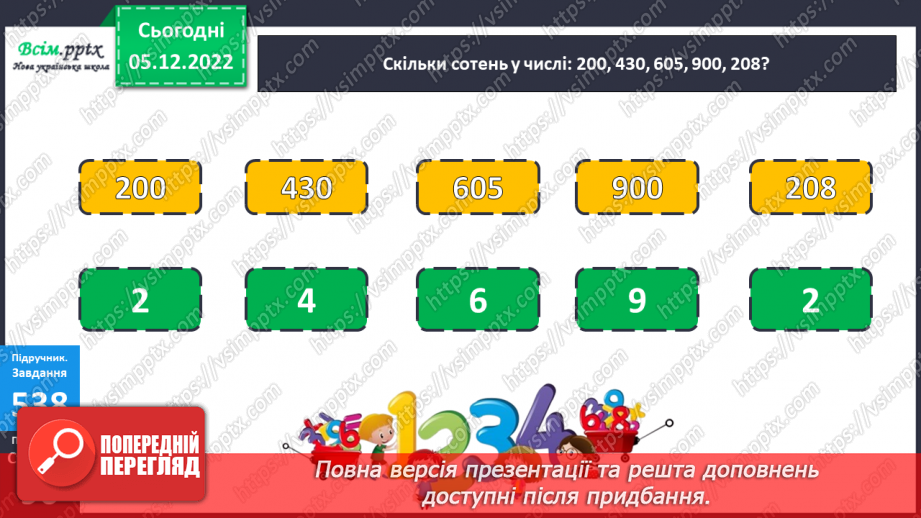 №061 - Розрядні доданки трицифрових чисел. Співвідношення між одиницями довжини. Задачі на відстань.13