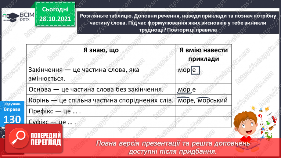 №044-45 - Узагальнення вивченого про будову слова  Мої навчальні досягнення.8