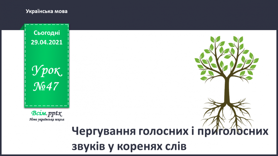 №047 - Чергування голосних і приголосних звуків у коренях слів. Письмо для себе0 №047 - Чергування голосних і приголосних звуків у коренях слів. Письмо для себе0