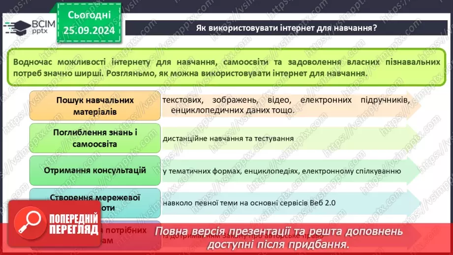 №12 - Електронні послуги. Інтернет для навчання. Корисні ресурси для семикласників.9