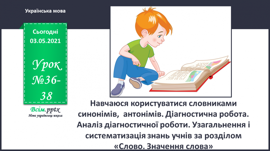 №036-38 - Навчаюся користуватися словниками синонімів, антонімів. Навчальний діалог0