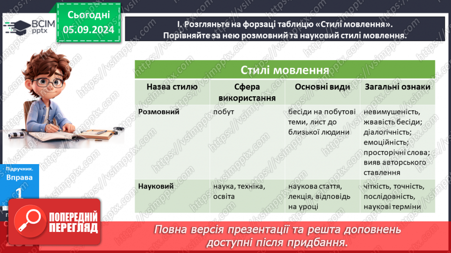 №007 - РМ. Повторення вивченого про стилі мовлення. Поняття про публіцистичний стиль8