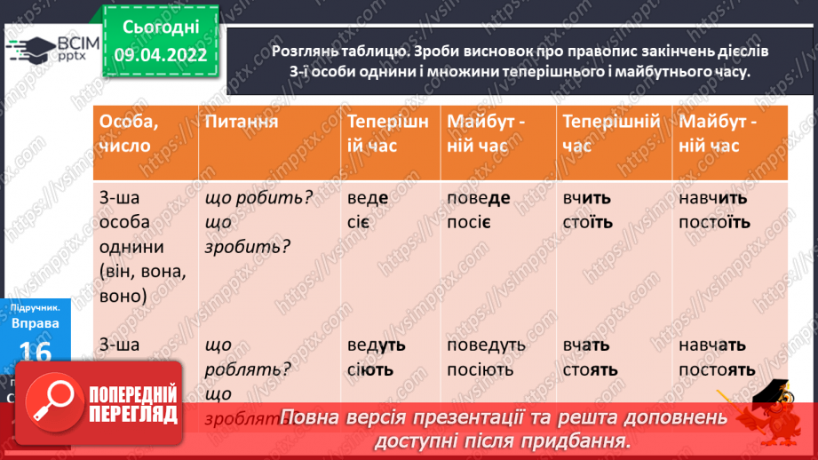 №107 - Навчаюся писати закінчення дієслів 3-ї особи однини і множини теперішнього і майбутнього часу.5