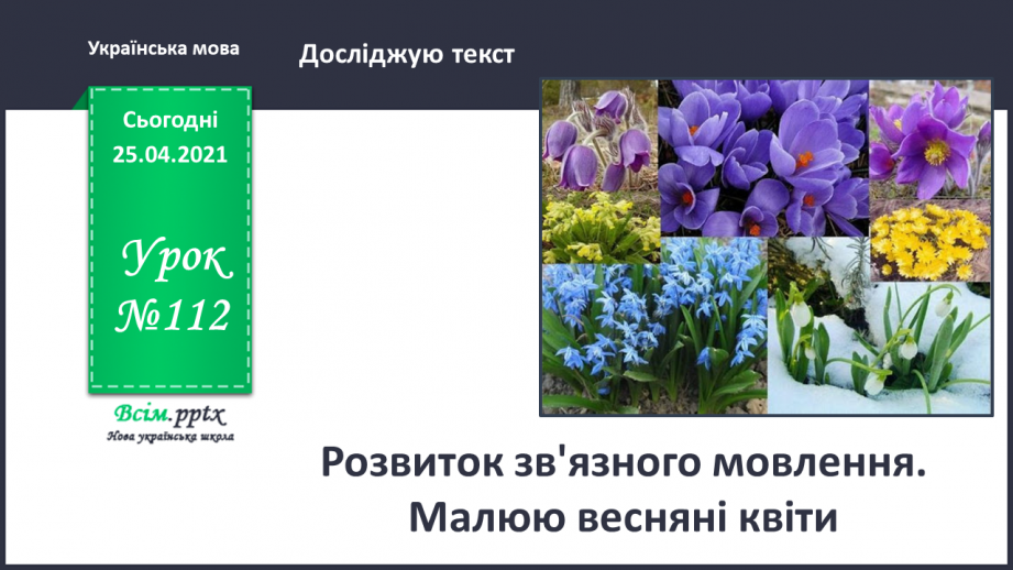 №112 - Розвиток зв'язного мовлення. Малюю весняні квіти0