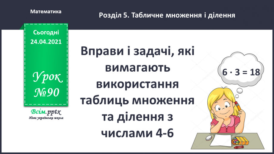 №090 - Вправи і задачі, які вимагають використання таблиць множення та ділення з числами 4-6.0