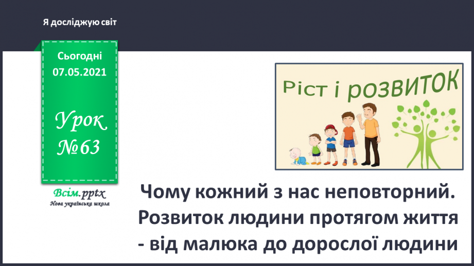 №063 - Чому кожний з нас неповторний. Розвиток людини протягом життя - від малюка до дорослої людини.0 №063 - Чому кожний з нас неповторний. Розвиток людини протягом життя - від малюка до дорослої людини.0