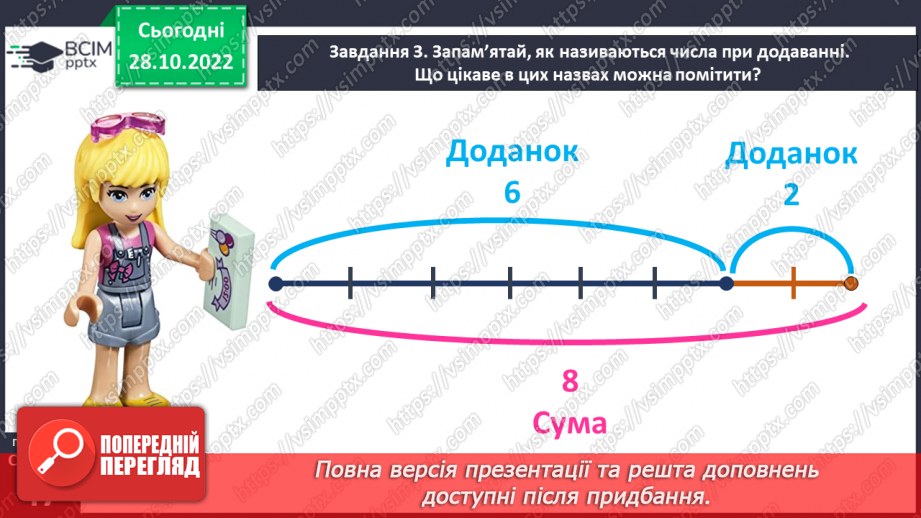 №0044 - Називаємо компоненти та результат дії додавання: перший доданок, другий доданок, сума.27