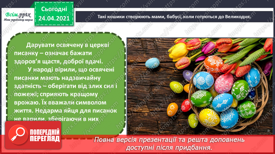 №25 - Весна крокує по землі. Святковий кошик до Великодня. Створення натюрморту «Великодній кошик»6