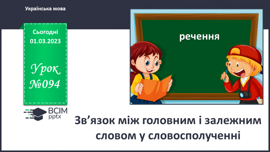 №094 - Зв’язок між головним і залежним словом у словосполученні.0