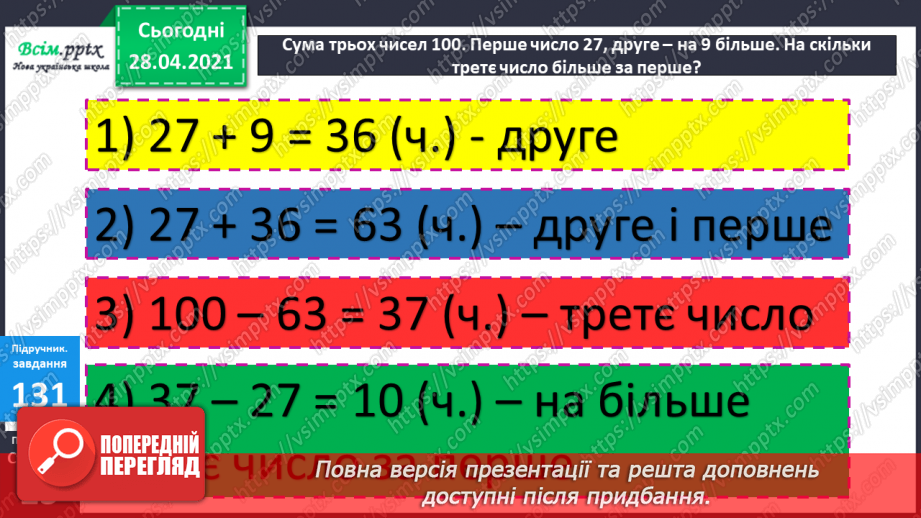 №013-15 - Вирази зі змінною. Порівняння виразів. Задачі на знаходження третього доданку.12