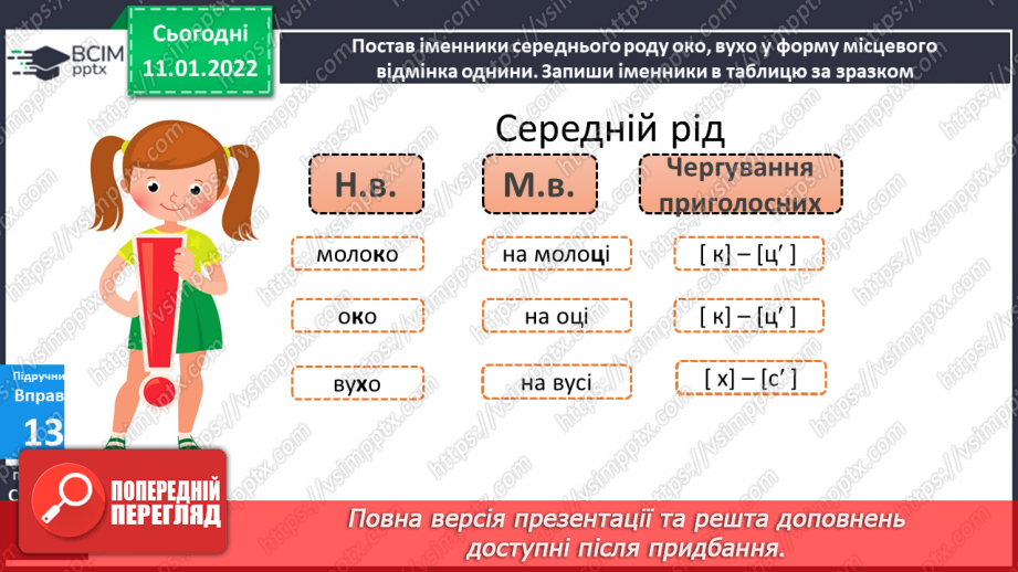 №061 - Навчаюся змінювати у процесі словозміни іменників приголосних [г],  [к], [х] перед закінченням – і на [з′], [ц′], [с′].13