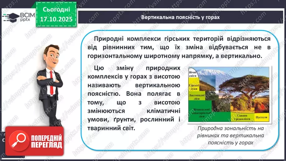 №17 - Вертикальна поясність у горах. Азональні природні комплекси.5 №17 - Вертикальна поясність у горах. Азональні природні комплекси.5
