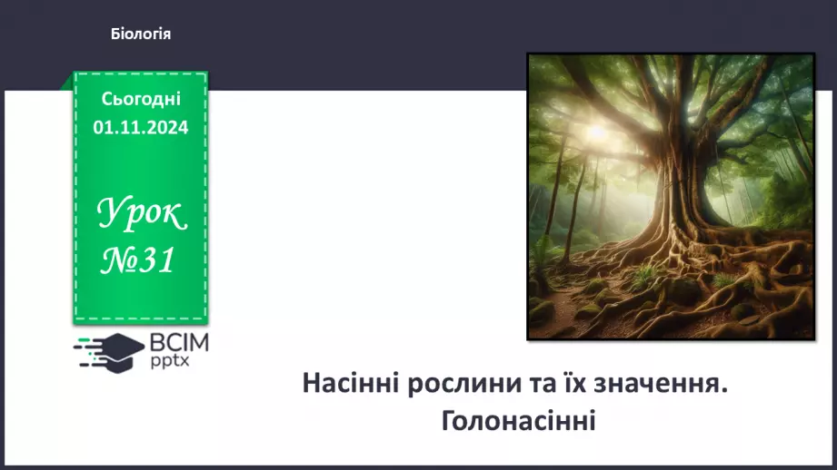 №31 - Насінні рослини та їх значення. Голонасінні.0 №31 - Насінні рослини та їх значення. Голонасінні.0