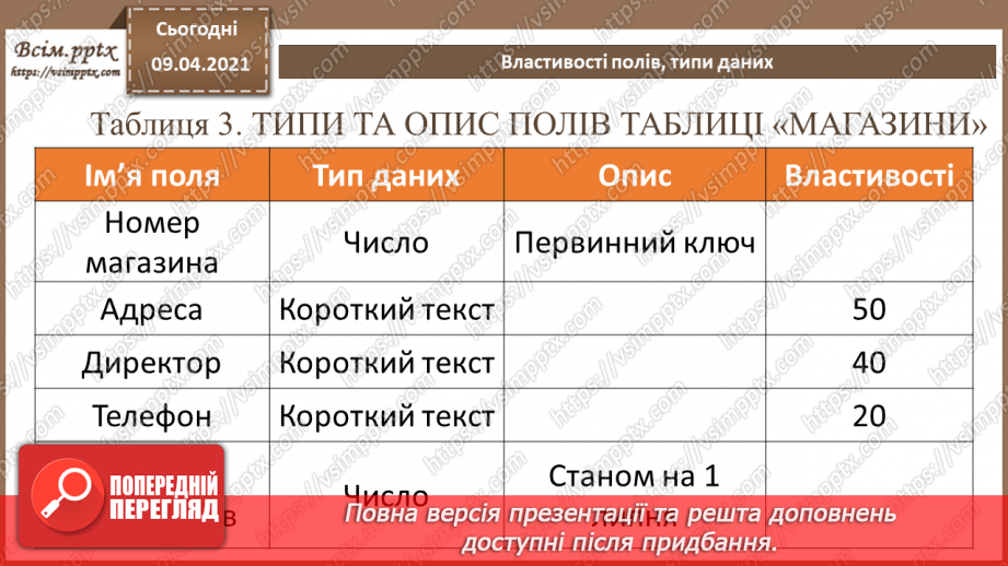 №006 - Створення й уведення структури таблиць. Поняття таблиці, поля, запису. Створення таблиць, означення полів і ключів у середовищі СКБД.10