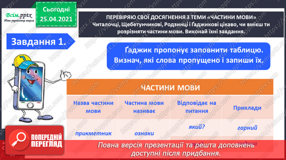 №085 - Узагальнення і систематизація знань учнів з теми «Частини мови»3