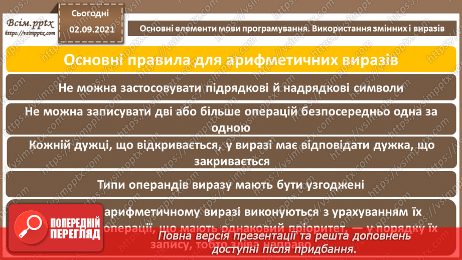 №05 - Інструктаж з БЖД. Основні елементи мови програмування. Використання змінних і виразів.22