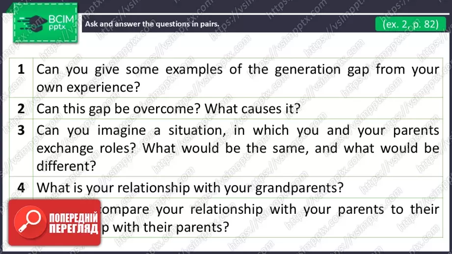 №20 - Між поколіннями: стосунки та непорозуміння. Розвиток навичок усної  взаємодії. Across Generations: Relationships and Misunderstandings. Focus On Speaking.5 №20 - Між поколіннями: стосунки та непорозуміння. Розвиток навичок усної  взаємодії. Across Generations: Relationships and Misunderstandings. Focus On Speaking.5