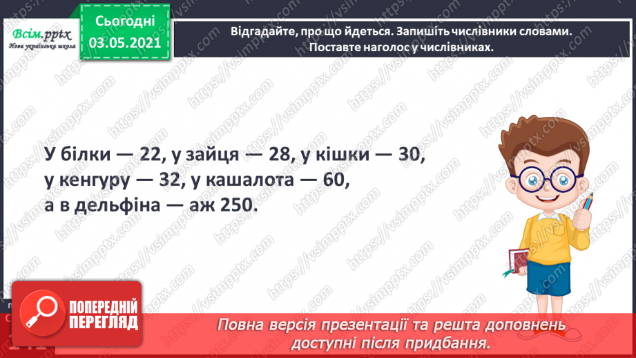 №101 - Вимова і правопис найуживаніших числівників. Вивчаю числівники 5, 9, 11-20, 30, 50, 60, 70, 8017